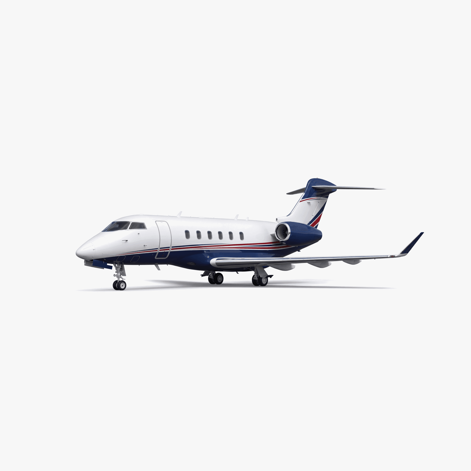Challenger 350 super midsize jet 3D profile with signature Bombardier winglets and flat-floor cabin