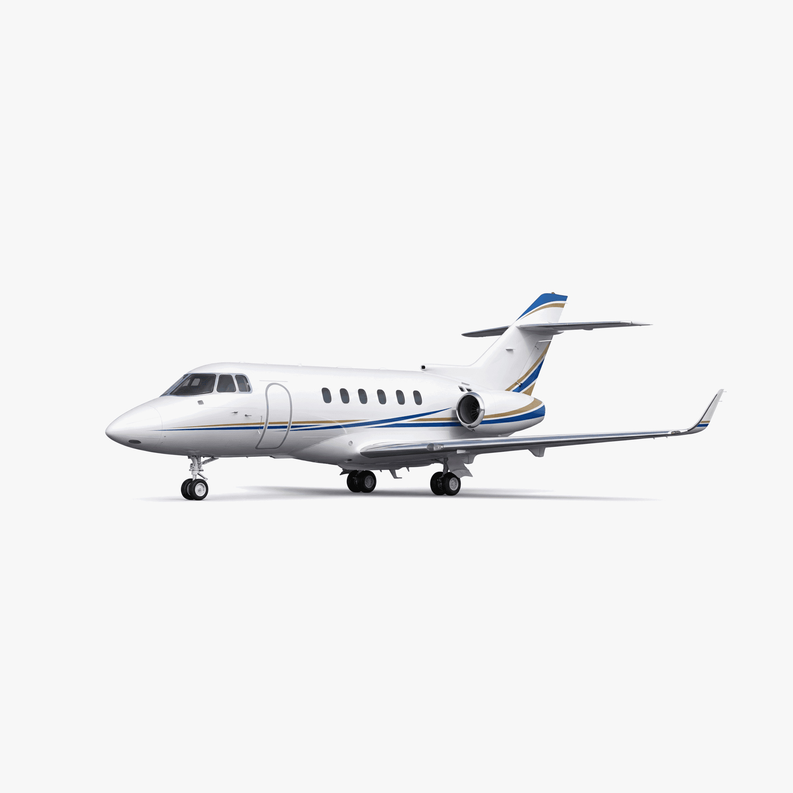 Hawker 900XP midsize business jet 3D rendering showing wide-body cross section and winglets