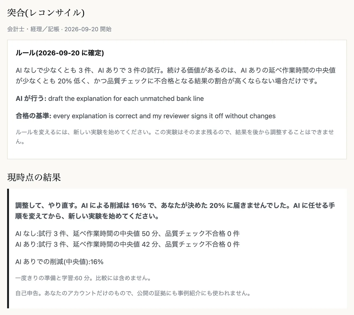 VOLO Pro の実験ページ:始める前に決めたルールと、その結果 ―― 調整してもう一度試す。